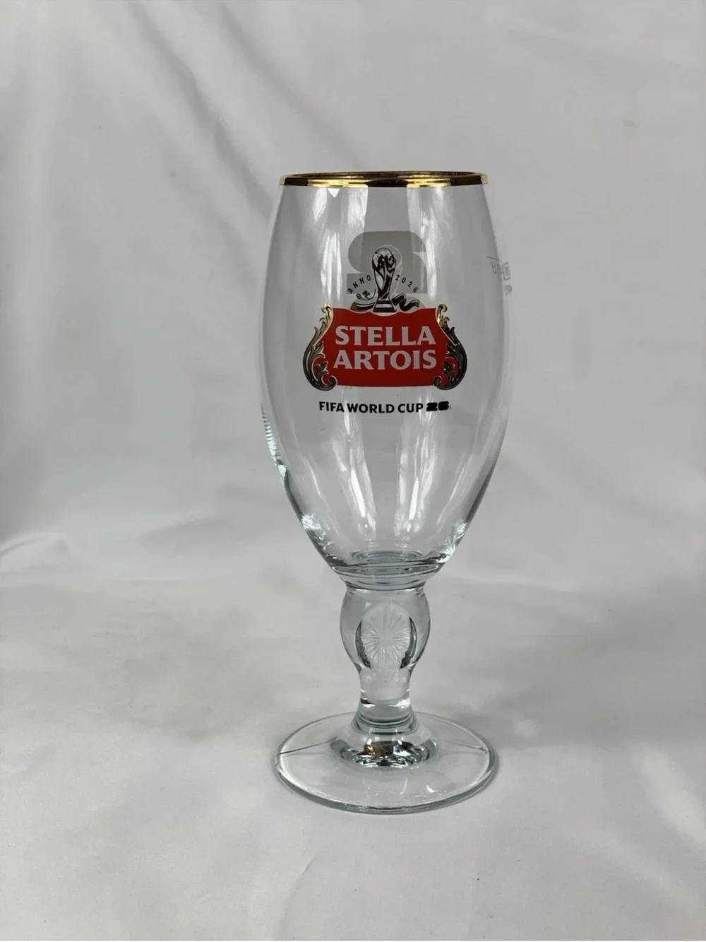 Stella Artois Gold-Rimmed Goblet with Red Logo - Picture 1 of 2